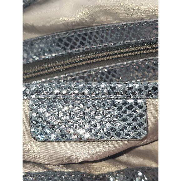 Michael Kors Women's Metallic Python-Embossed Tote Shoulder Bag Size L 2421 - Picture 9 of 13